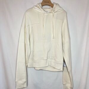 FRAME Off-White Patchwork Hoodie Women’s Cropped Pullover Sweatshirt